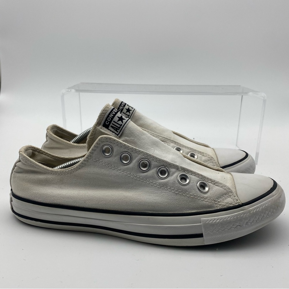Converse Laceless Women Size 8.5 Shoes White All Star Low Slip On Chuck Taylor